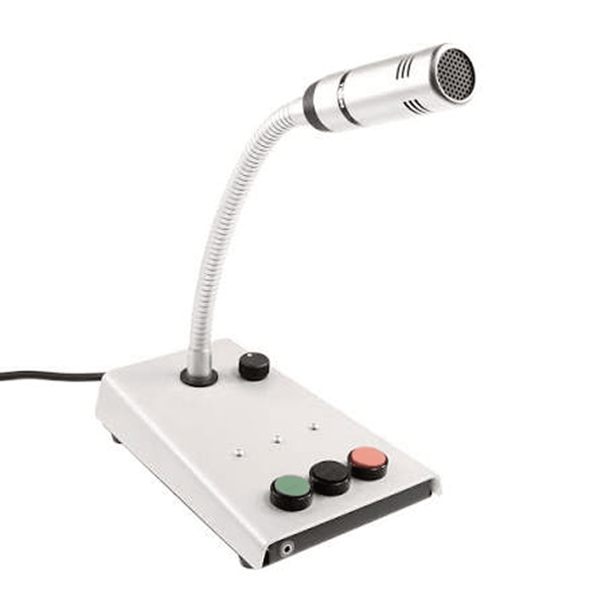 PS12 USB gooseneck desktop microphone silver (3 buttons, 3 LEDs), 6402-008-001-40, pei tel Communications