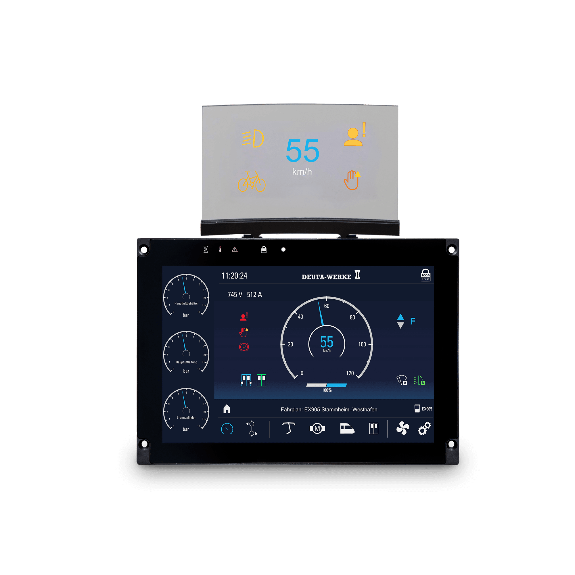 DEUTA Head-Up Display (HUD) for rail vehicles  
