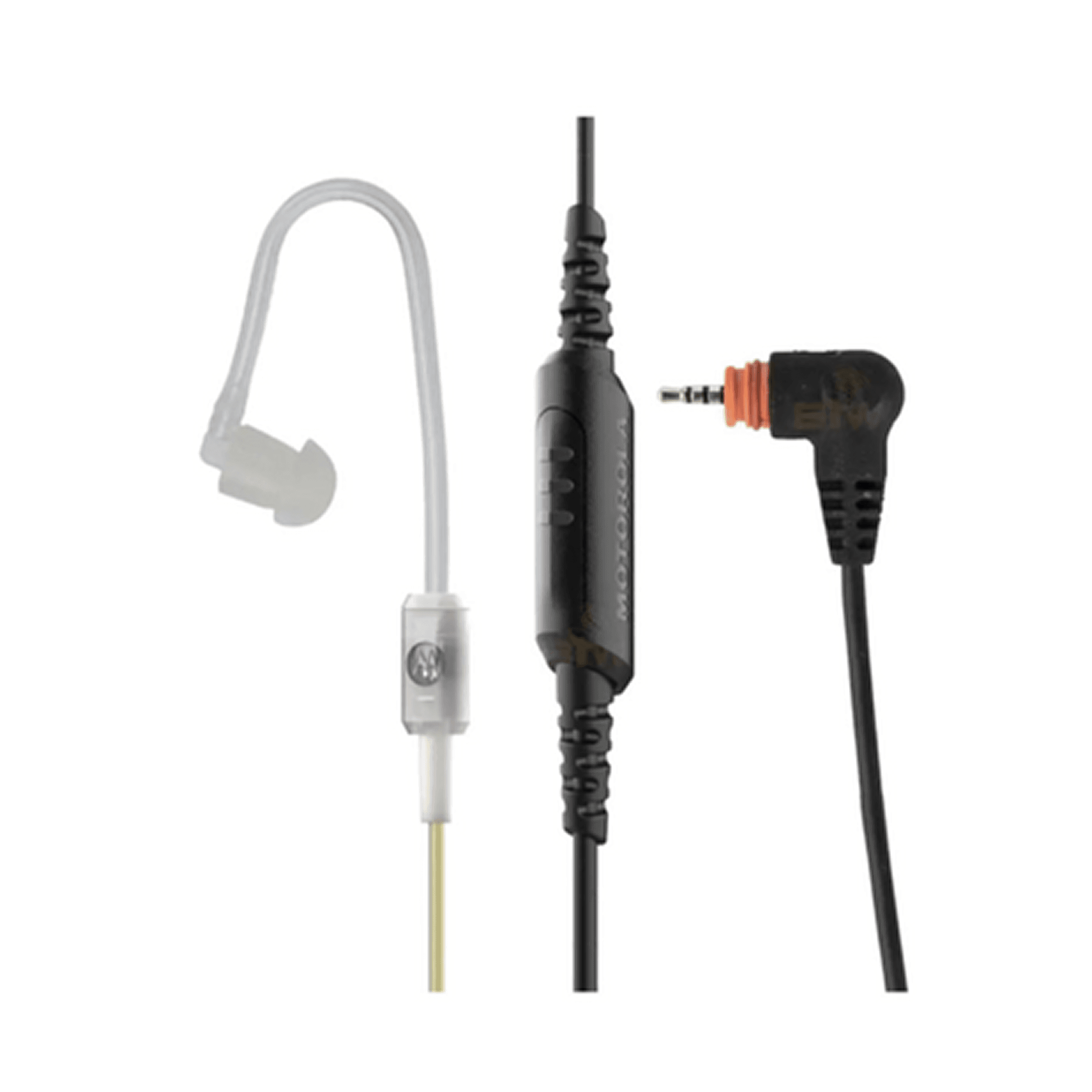 1-wire clear tube earpiece 2.5mm angled single pin, PMLN8191, Motorola Solutions  
